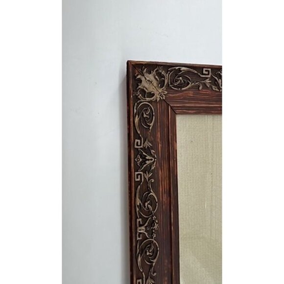 Antique Ornate Wood Frame With Intricate Carved Details 16.5"x13.5" Rustic Brown - Picture 6 of 16